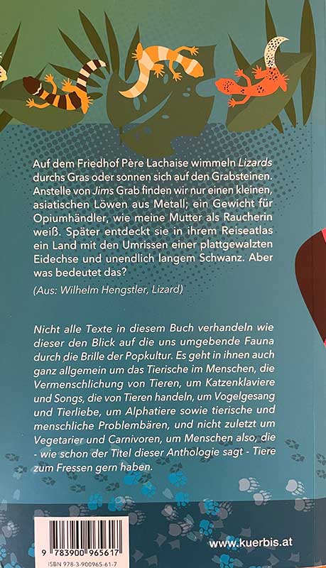 ZUM FRESSEN GERN: Eine tierische Anthologie. Rückseite